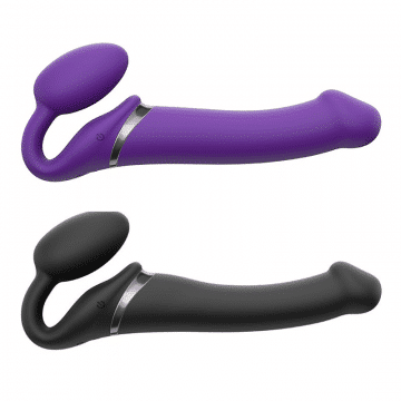 Strap On Me Vibrating Bendable Strapless Dual Clitoral G-spot Stimulation 3 Modes Vibe Black Purple